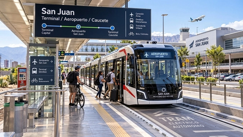 San Juan: Proponen un tranvía sin rieles de 29,5 kilómetros entre Capital, el aeropuerto y Caucete