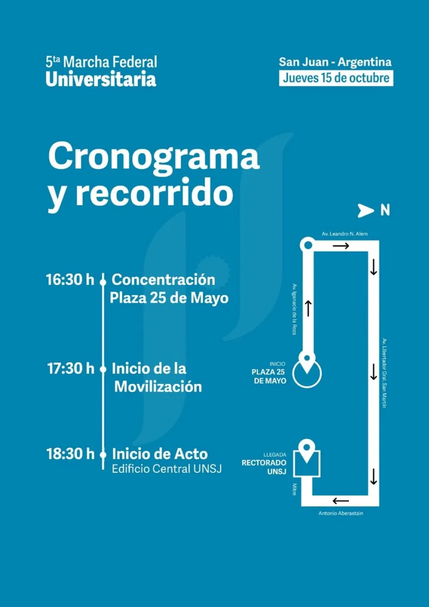 San Juan se suma a la Marcha Federal Universitaria: así será la movilización de este jueves