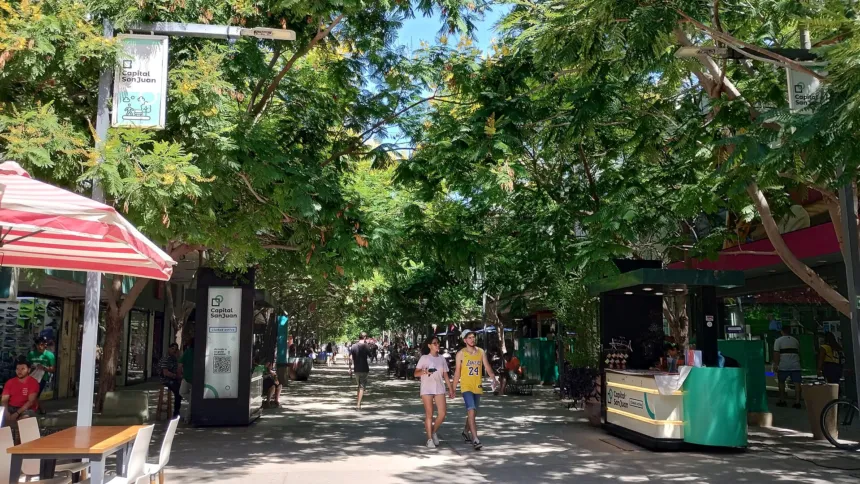 Peatonal Rivadavia, en el centro comercial de la ciudad de San Juan.