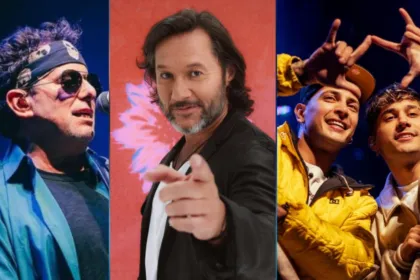 Tres artistas musicales aparecen en un collage.