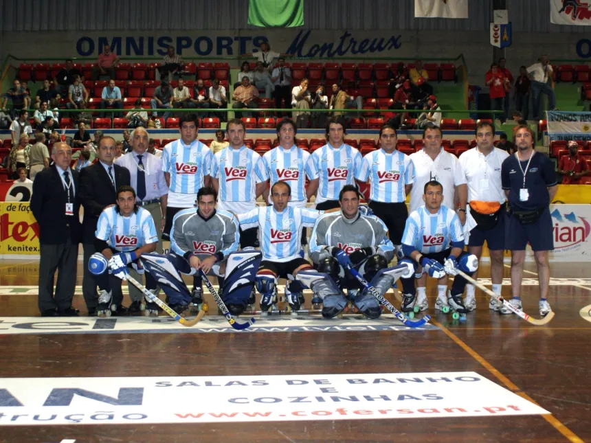 Foto de archivo de la Selección argentina de hockey sobre patines en un Mundial anterior.