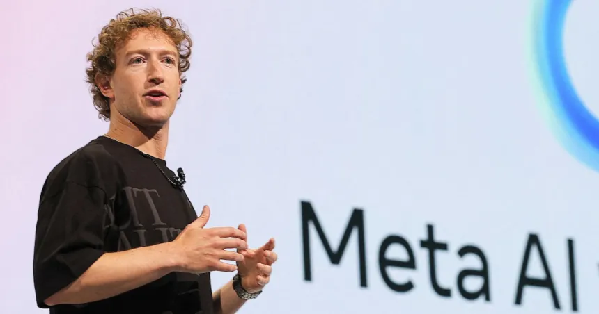 Mark Zuckerberg presenta Meta AI en un escenario.
