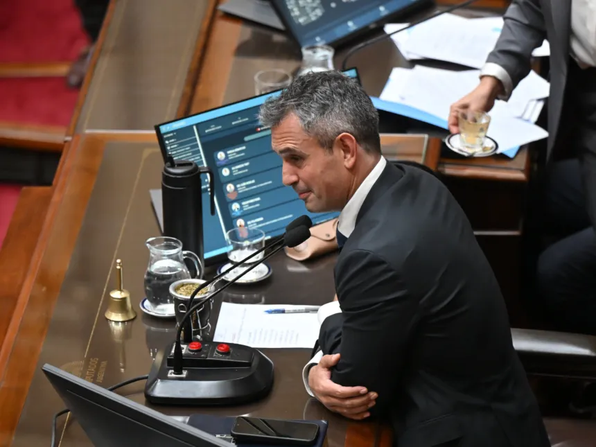Un hombre interviene con un micrófono durante una sesión en la Cámara de Diputados.