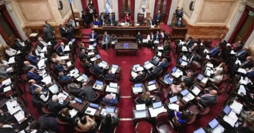 Legisladores ocupan sus bancas en el recinto del Senado durante una sesión.