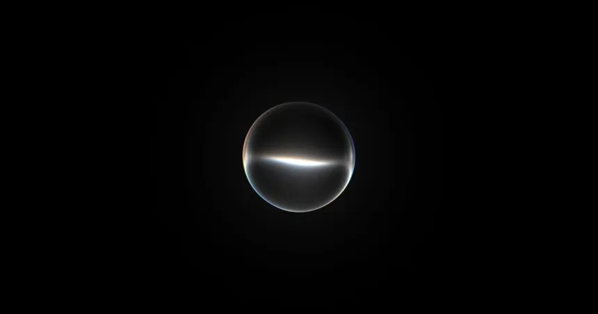 Esfera luminosa de Siri sobre un fondo negro.
